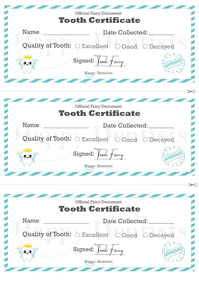 Tooth fairy certificate