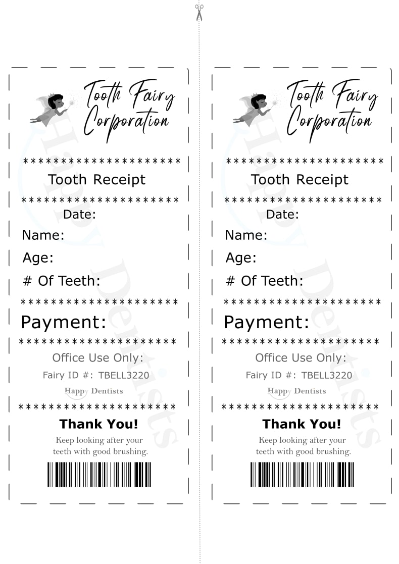 Free Tooth fairy receipt