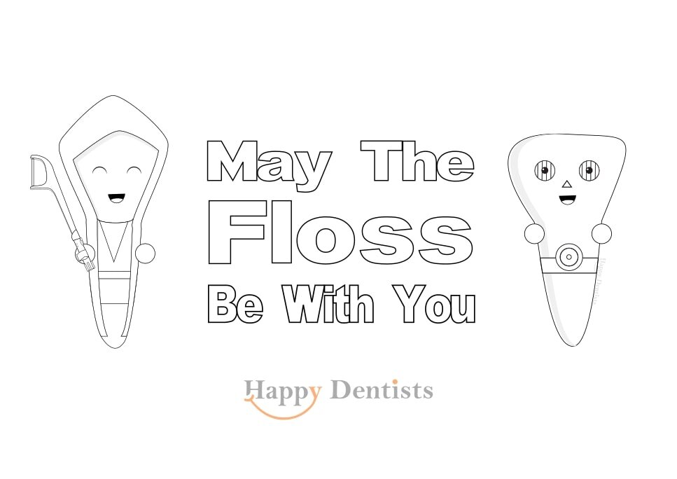 Colouring Dental picture, May the floss be with you